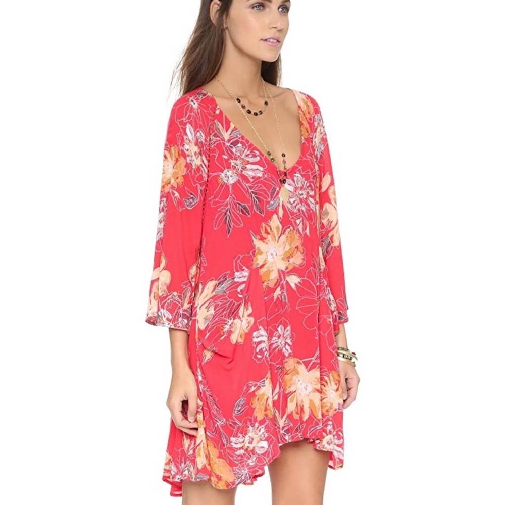 Free People Women's Eyes On You Floral Print Trapeze Dress Size 2 EUC